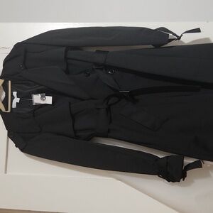 NYC belted black trench coat